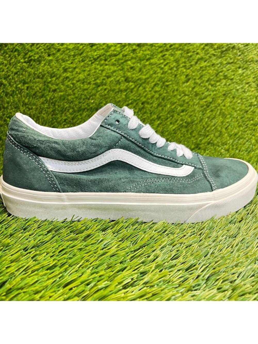 Vans Old Skool Pig Suede Womens Size 8.5 Mens 7 Green Athletic Shoes Sneakers